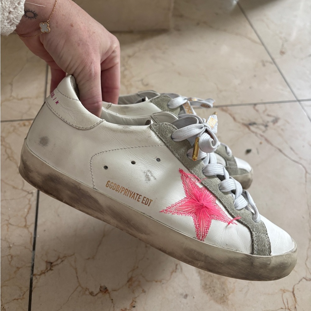 Golden Goose Sneakers with Pink Star Accent
